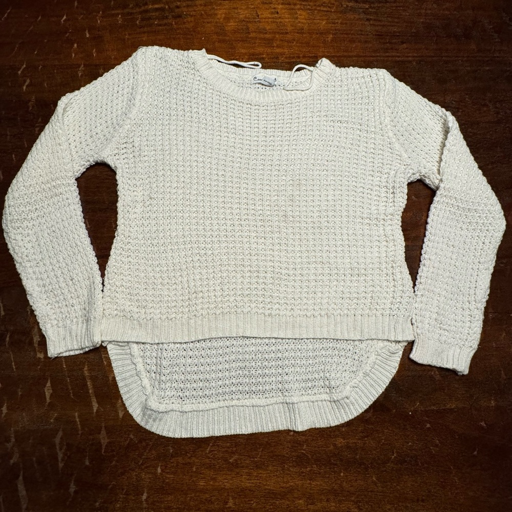 Caren Sport Knotted Cable knit Hi low Long Sleeve Sweater